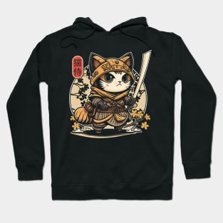 Samurai Cat Tattoo, Kawaii Ninja Cat Hoodie